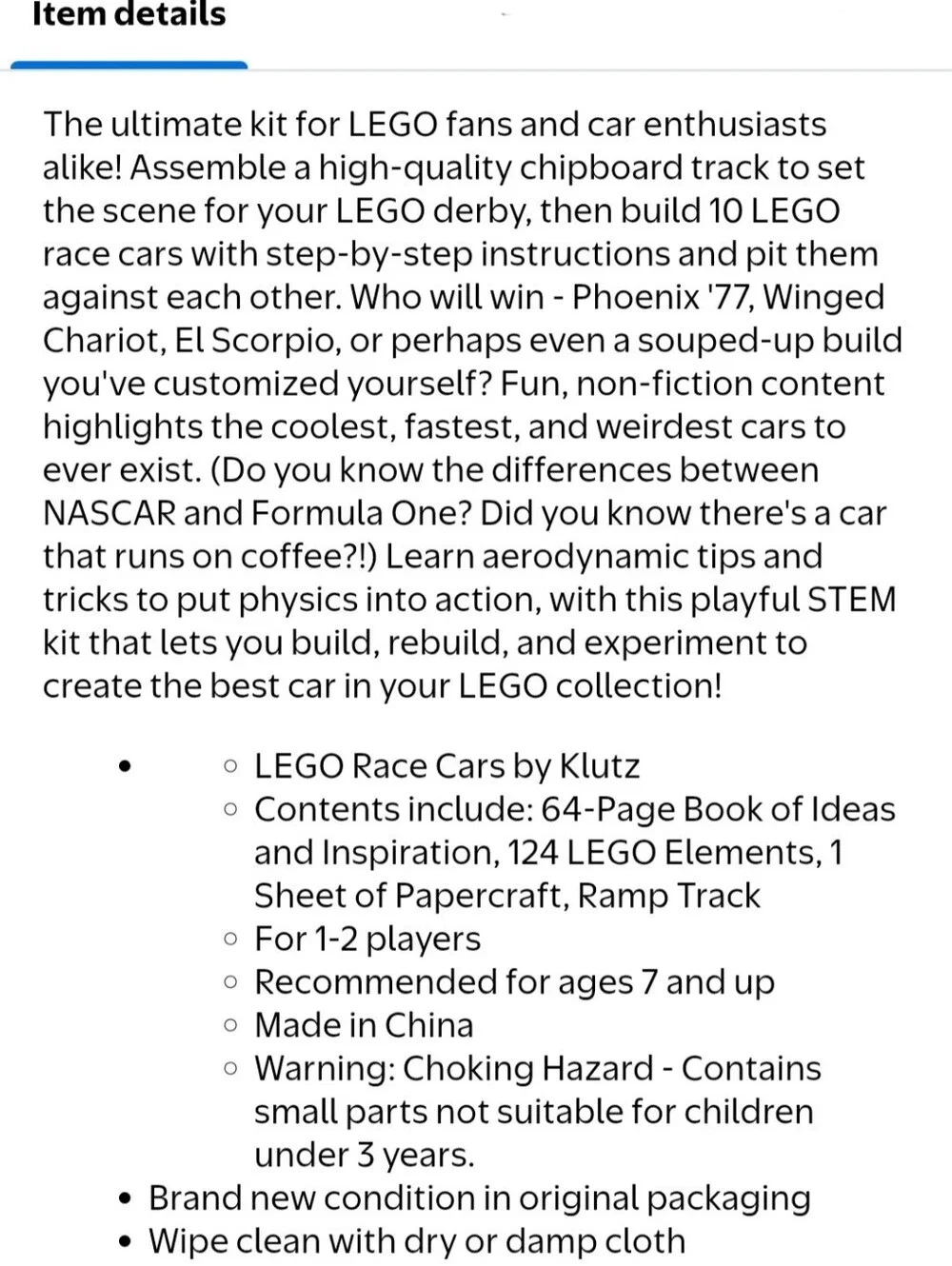 🆕️ KLUTZ LEGO Race Cars and LEGO Accessories